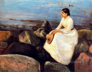 エドヴァルド・ムンク Painting - 海岸の夏の夜のインガー 1889年 エドヴァルド・ムンク
